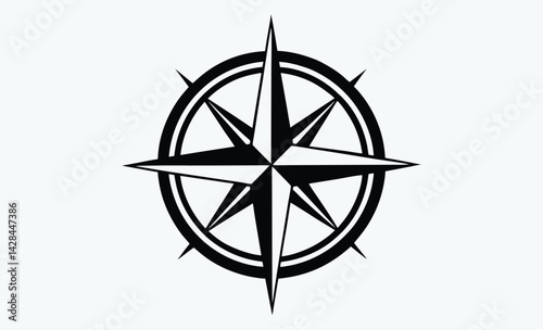 Compass rose silhouette, Compass rose or windrose,  rose of the winds flat icon for apps and websites 