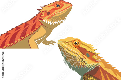 Cartoon Bearded Dragons Detailed & Vibrant Reptile Illustration