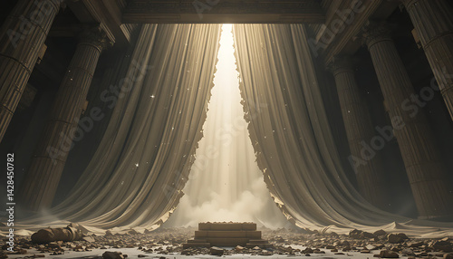 torn temple veil divine light ancient mystery holy