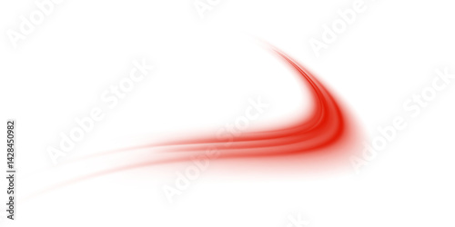 Red shiny sparks spiral wave. Curved bright speed line rotates. Shiny wavy path. Magic red swirl with glare. Glowing swirl effect.