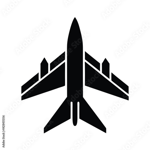 Airplane Top View Icon Vector Aerodynamic Design
