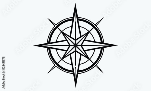 Compass rose silhouette, Compass rose or windrose,  rose of the winds flat icon for apps and websites 