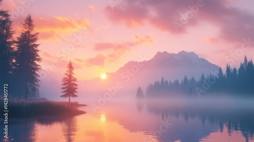 view mountain with spring on nature background