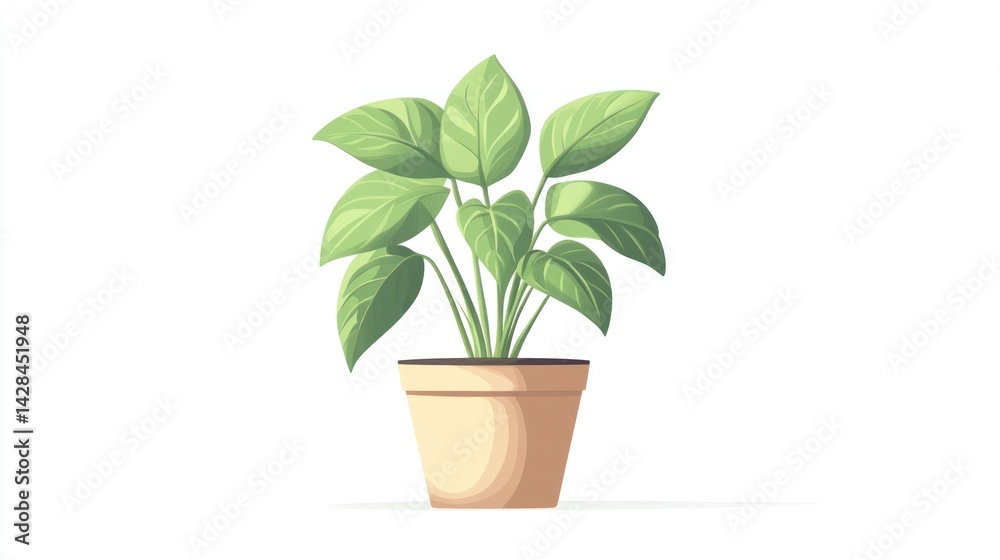 Fototapeta premium Vibrant houseplant in a terracotta pot.