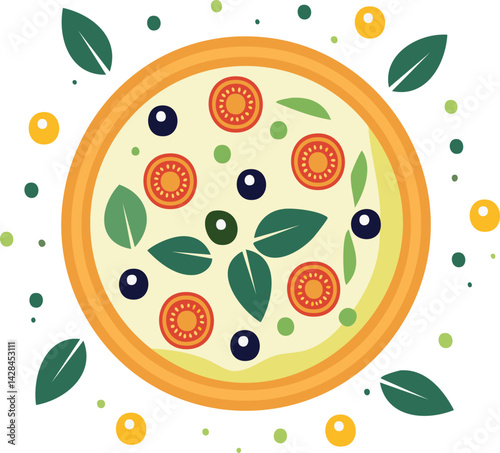 Veg pizza vector illustration