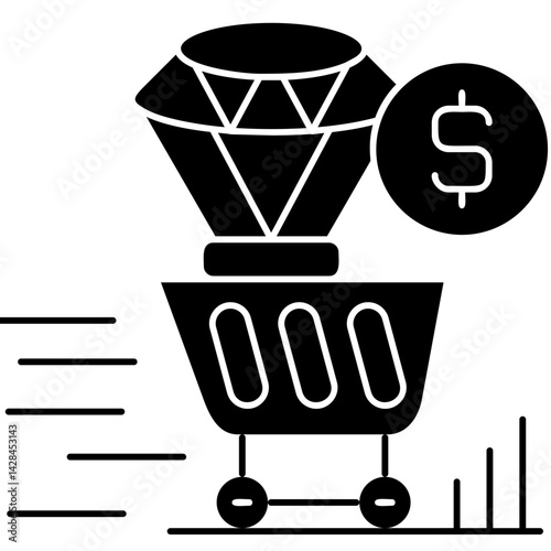 Diamond Trolley Icon Vector Element
