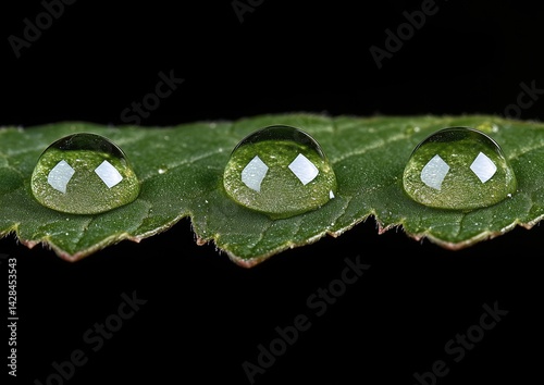 Dewdrops on a leaf (1) photo