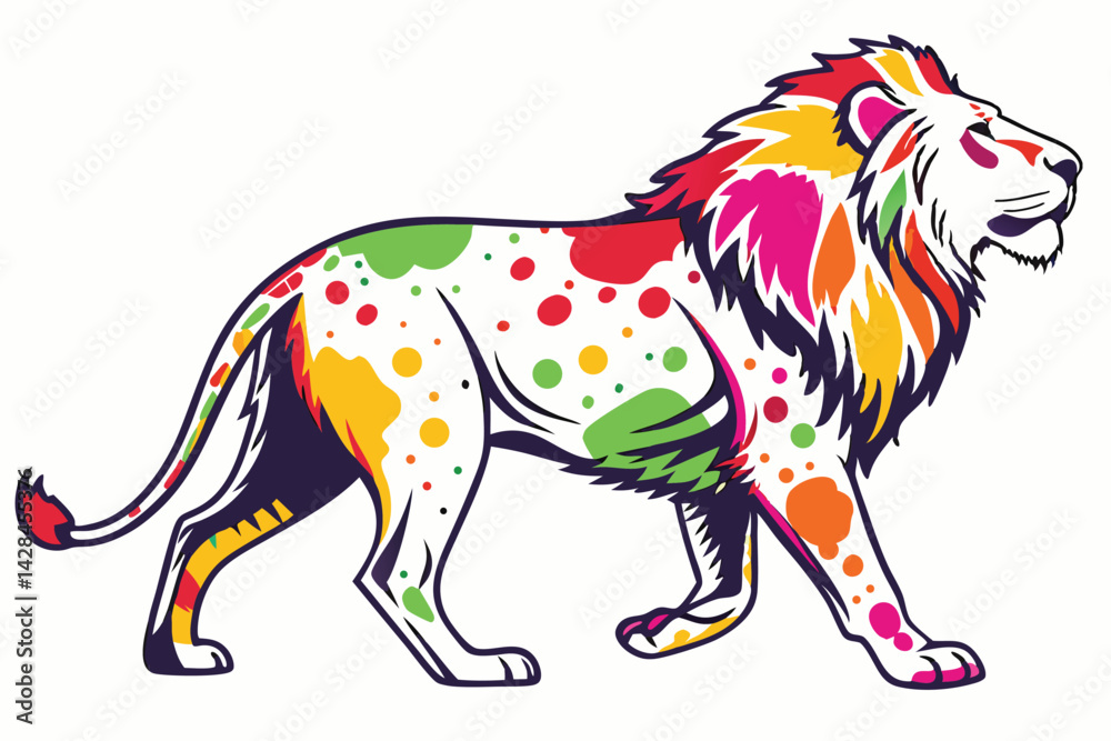 Fototapeta premium Lion multicolor digital illustration portrait.