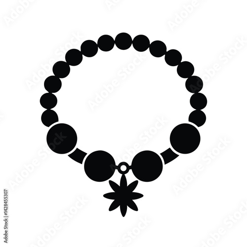 Bracelet with Charms Silhouette Vector Illustration