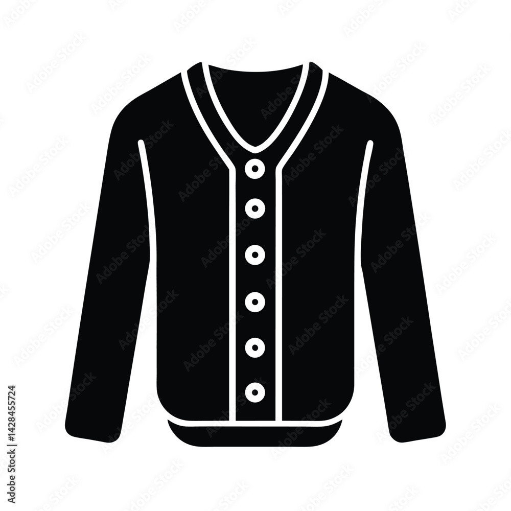 Cardigan with Buttons Silhouette Vector Illustration Cardigan with Buttons Silhouette Vector Illustration