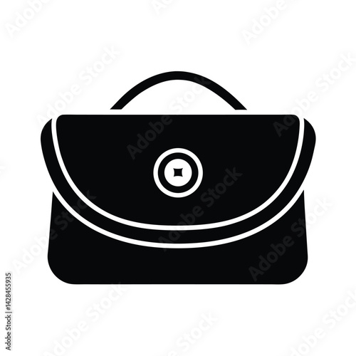 Clutch Purse with Button Closure Silhouette Vector Illustration