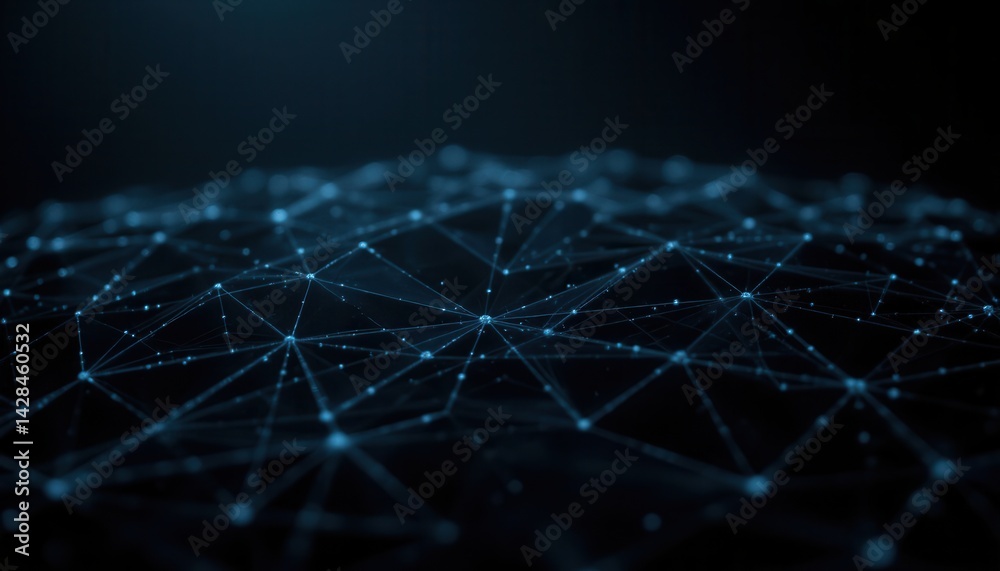 Obraz premium Dynamic Abstract Plexus Geometrical Background with Lines Digital Visualization Technology Dark Environment Close-up View