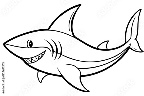 Shark line art vector illustration and white background