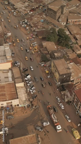 Aerial view of Yaounde city in Cameroon with drone