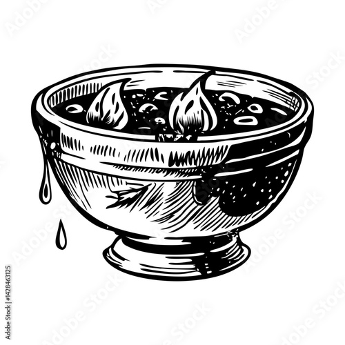 A vintage style illustration of mayan bowl 