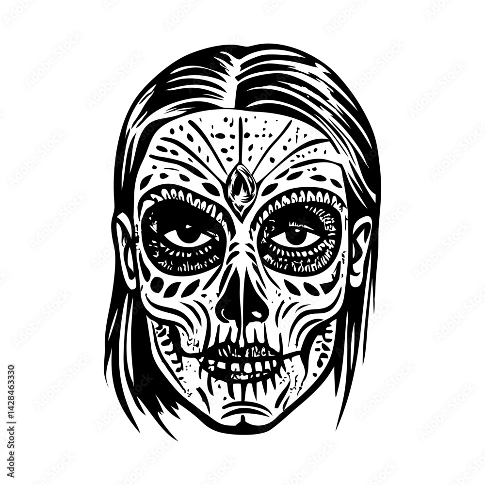 Fototapeta premium A vintage style illustration of mayan face paint art 