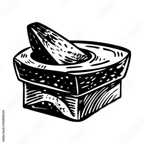 Ancient grinding stone illustration in vintage style 