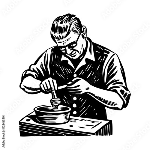 Vintage goldsmith illustration in glyph style 