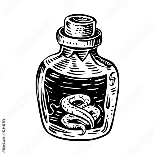A vintage style illustration of a poison bottle 