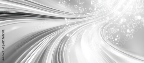 Wallpaper Mural Sleek silver lines create an abstract design with sparkling lights and gradient effects Torontodigital.ca