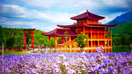 Photography chinese pavilion in the garden