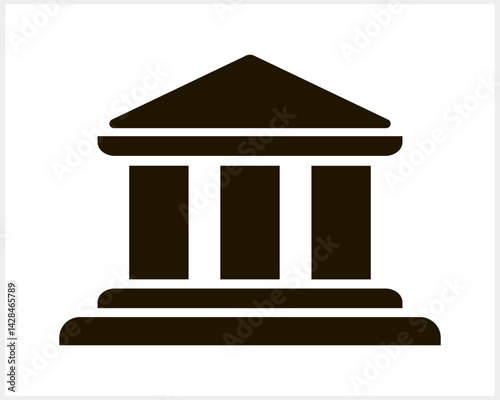 Stencil museum bank icon. Flat sign. Court building symbol. Logo. Vector stock illustration