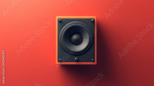 Close-up of a vintage-style orange speaker box.