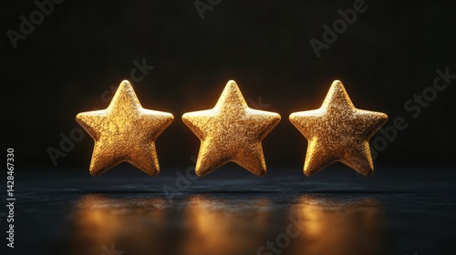 Three gleaming gold stars highlight a positive rating.