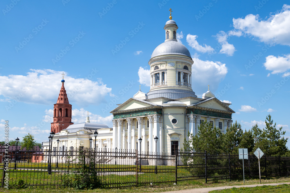 View of the ancient Cathedral of St. Nicholas the Wonderworker (1810-1850) on a sunny May day. Yepifan, Tula region, Russia