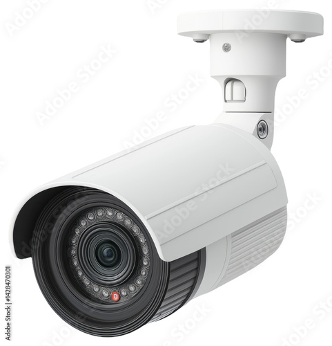 Modern outdoor security camera with infrared capabilities and sleek housing.