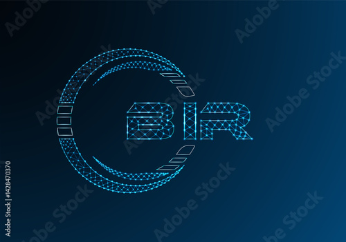 BIR low poly letter logo vector design. BIR lower poly logo design.