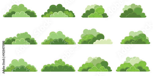 Hand drawn shrub bush shrubbery tree. set of garden plant element. Eco element