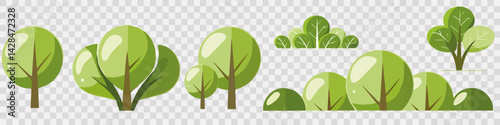Hand drawn shrub bush shrubbery tree. set of garden plant element. Eco element