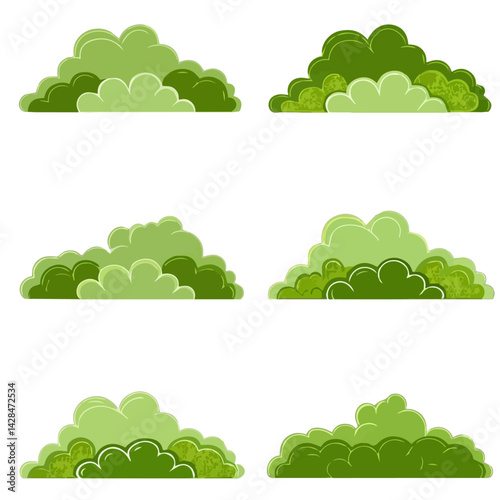 Hand drawn shrub bush shrubbery tree. set of garden plant element. Eco element