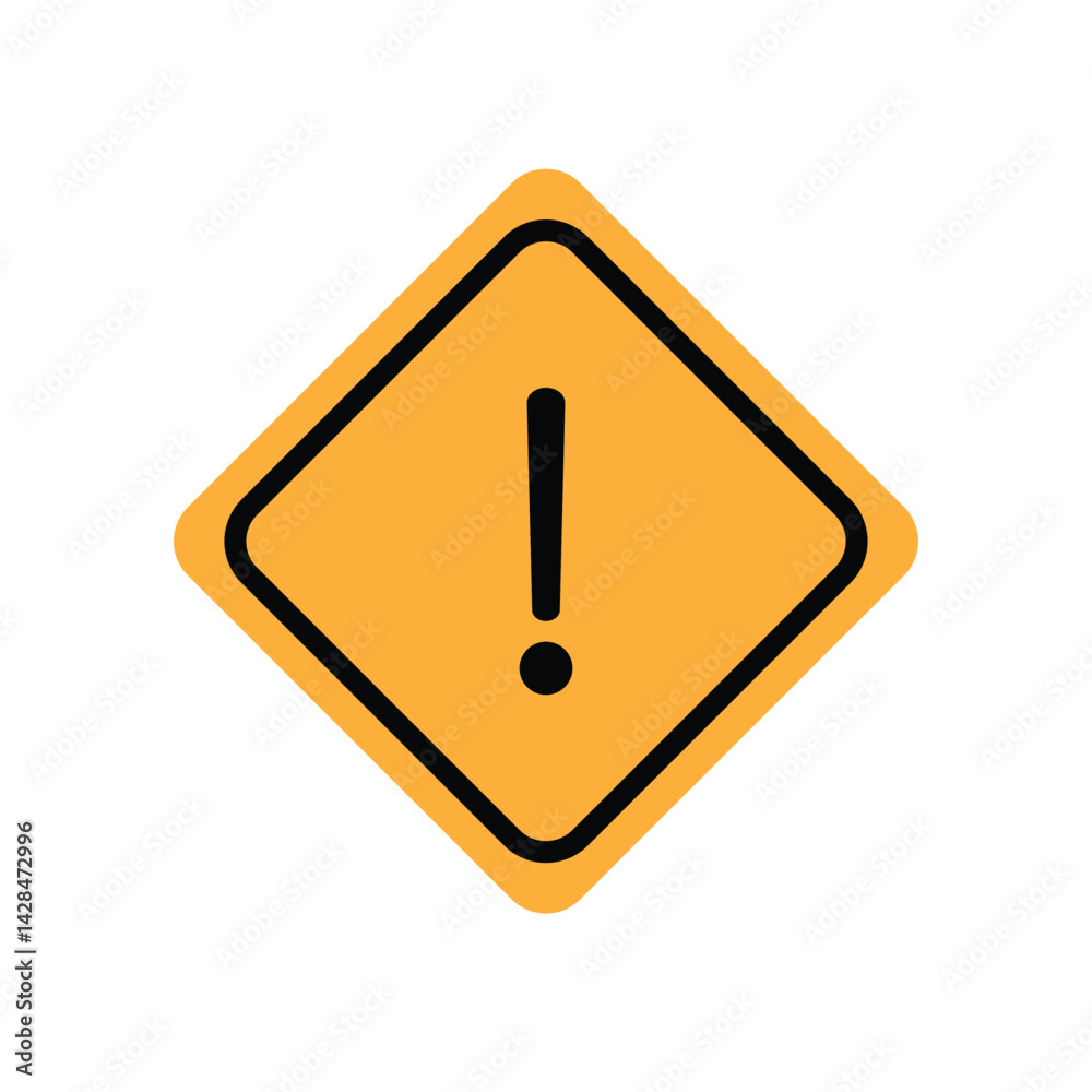 Yellow diamond-shaped warning sign featuring a bold black exclamation mark. Ideal for caution notices, alert systems, safety signage, and digital interface design. Yellow diamond-shaped warning sign featuring a bold black exclamation mark. Ideal for caution notices, alert systems, safety signage, and digital interface design.