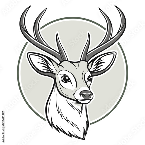 Silhouette of a deer head with antlers