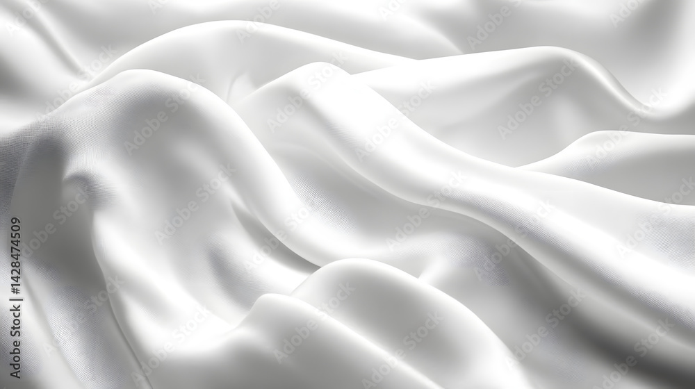 Obraz premium Elegant flowing white silk fabric studio setting texture imagery minimalist background soft illumination