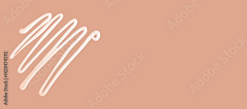 Cream lines on Mocha and Mousse, brown background with copy space, cream forms soft pattern for skincare theme. Cream represents hydration, beauty and clean design. Demonstrating color of 2025 year