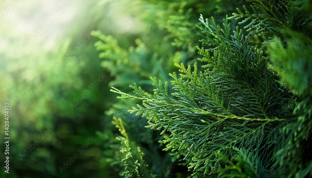 green thuja branches closeup green thuja branches closeup