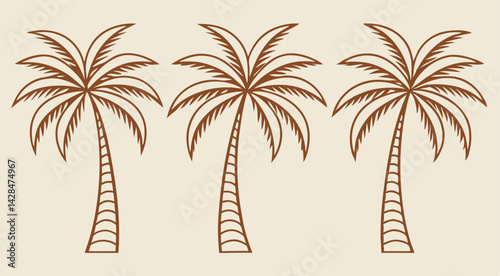 Abstract Palm Tree Vector Set – Minimalist Tropical Silhouettes in Warm Tones