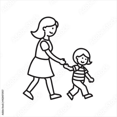 happy mothers day silhouette vector art illustration