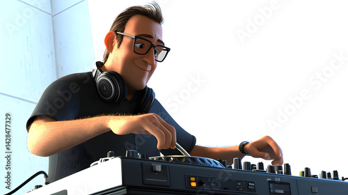 A man is playing a keyboard. Generated using AI.