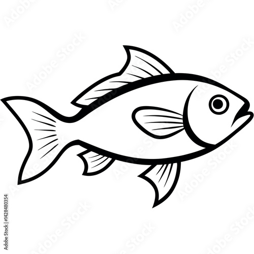 Simple Line Drawing of a Fish Illustration