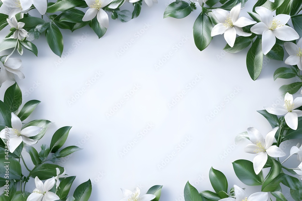 Fototapeta premium Delicate Jasmine Frame Ideal for Wedding and Event Themes