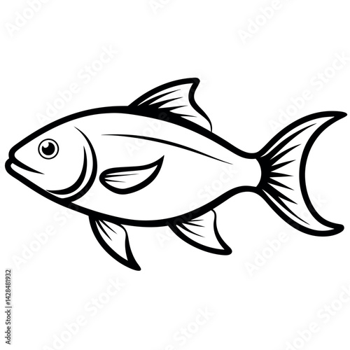 Simple Line Drawing of a Fish Illustration