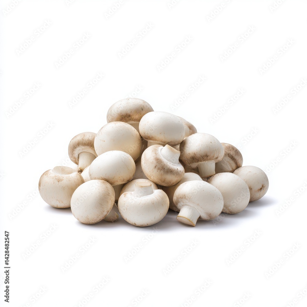 Pile of fresh mushrooms isolated on white background Pile of fresh mushrooms isolated on white background