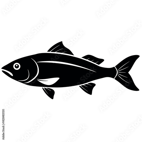Black and White Silhouette of a Fish Illustration