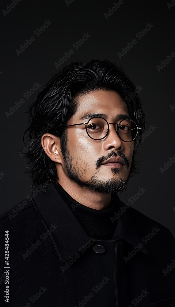 Obraz premium Man Portrait, Studio, Black Coat