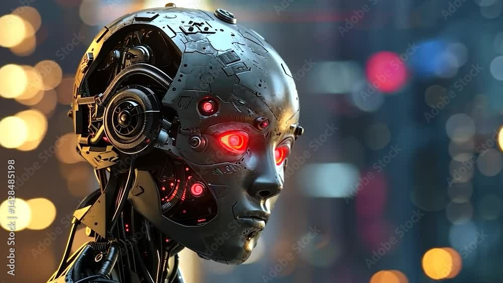 Futuristic robot head, detailed design, mechanical features. Futuristic robot head, detailed design, mechanical features.
