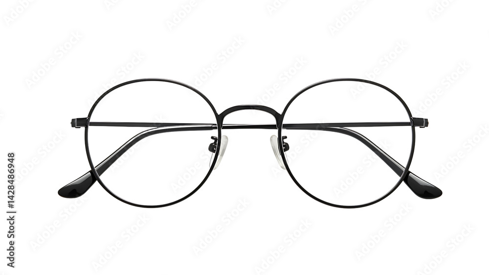 Fototapeta premium Modern Black-Framed Glasses Isolated on Transparent Background
